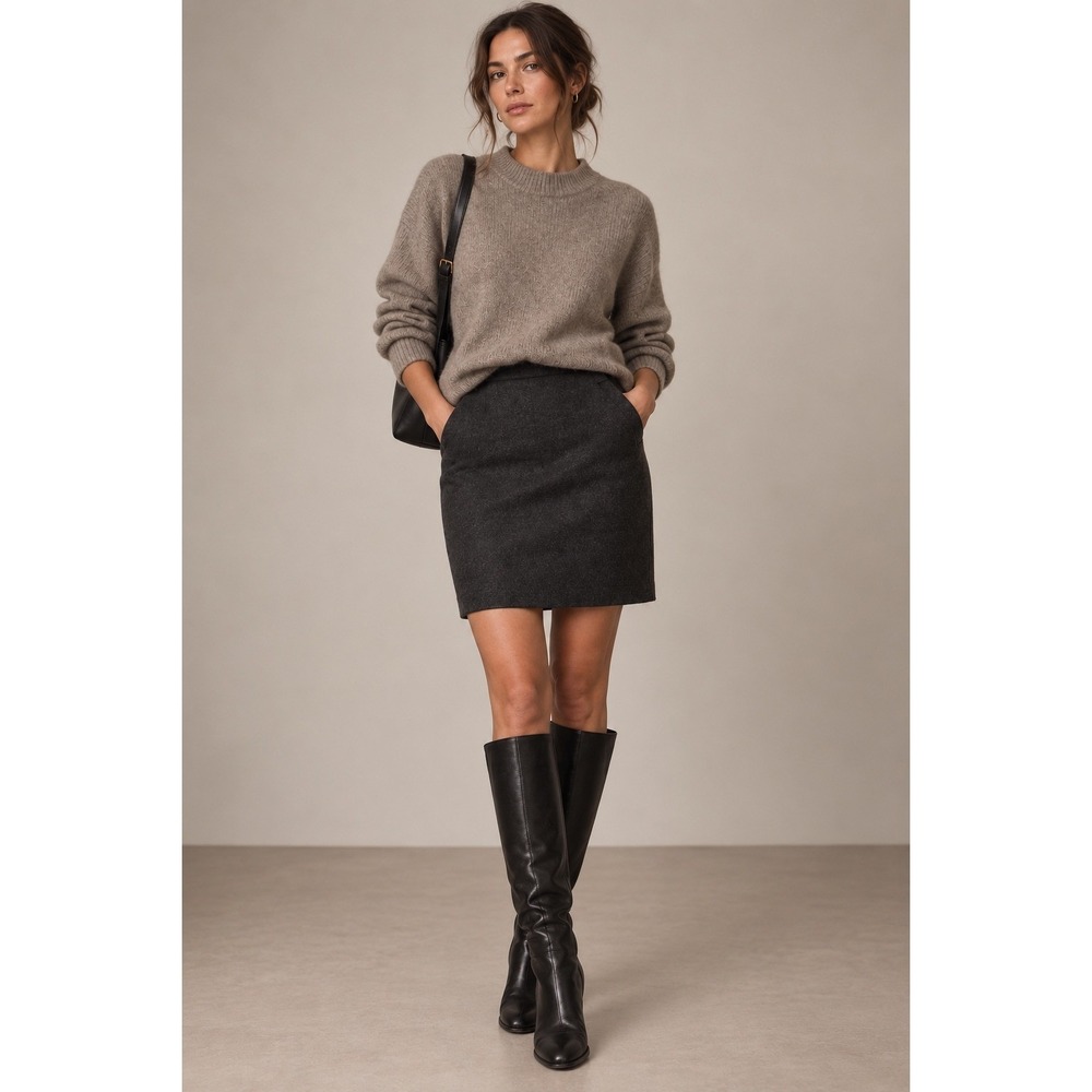 Harolds Charcoal Gray Wool Cashmere Blend Pencil Skirt 4 Made in Italy Vintage